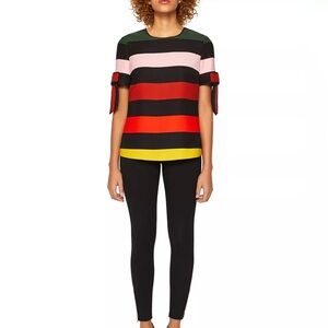 Ted Baker London Cruise Stripe Bow Cuff Top. Like New, size 4.